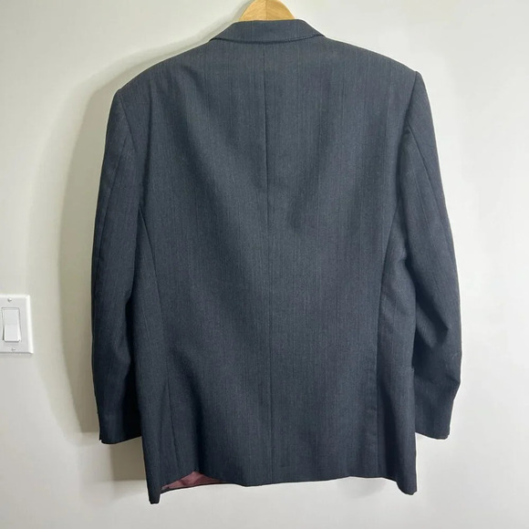 VTG Henley Blazer 41R Charcoal Gray 100% Wool Double Breast Union Made in Canada - Picture 2 of 7